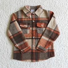 Load image into Gallery viewer, Baby kids orange plaid pocket shirts