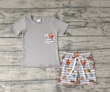 Load image into Gallery viewer, Baby Boys Grey Pocket Tee Top Fishing Outfits Clothes Sets