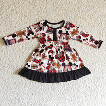 Load image into Gallery viewer, Baby Girls Brown Cartoon Knee Length Dresses