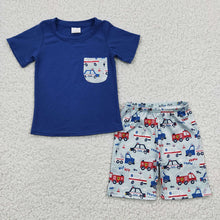 Load image into Gallery viewer, Baby Boys Firetrucks Pockets Shorts Sets