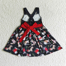Load image into Gallery viewer, Baby girls cat cartoon black dresses
