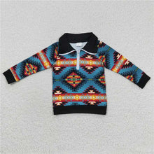 Load image into Gallery viewer, Baby Boys Western Aztec Long Sleeve Zip Pullover Tee Tops