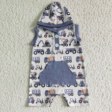 Load image into Gallery viewer, Baby boys summer Construction rompers