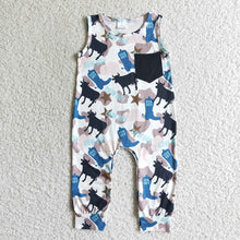 Load image into Gallery viewer, Baby boys cow western rompers