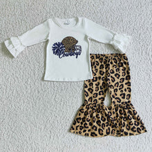 Load image into Gallery viewer, Baby girls Leopard football bell pants clothes sets