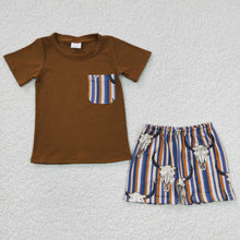 Load image into Gallery viewer, Baby Boys Cow Skull Summer Shorts Sets