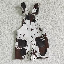 Load image into Gallery viewer, baby girls cow summer denim shorts overall(D)