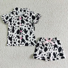 Load image into Gallery viewer, Baby girls cow print pajamas sleepwears