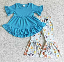 Load image into Gallery viewer, Baby girls animal farm hi-low tunic bell pants clothes