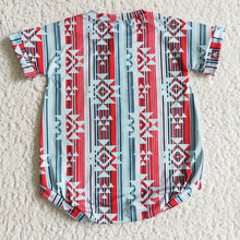 Load image into Gallery viewer, Baby girls cow aztec short sleeve rompers