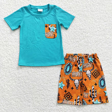 Load image into Gallery viewer, Baby Boys Summer Western Cow Pockets Shorts Sets