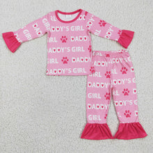 Load image into Gallery viewer, Baby Daddy's Girl Heart Pajamas Ruffle pants clothes sets