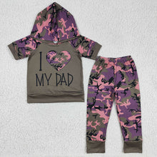 Load image into Gallery viewer, Baby Boys Camo I love Dad Hoodie Top pants clothes sets