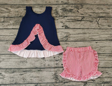 Load image into Gallery viewer, Baby Girls Baseball Sleeveless Tunic Tops Ruffle Shorts Outfits Clothes Sets