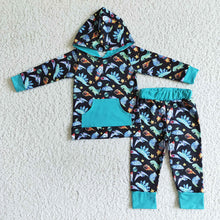 Load image into Gallery viewer, Baby boys fall dinosaur hooded pants sets