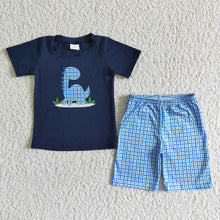 Load image into Gallery viewer, Baby boys dinosaur embroidered shorts sets
