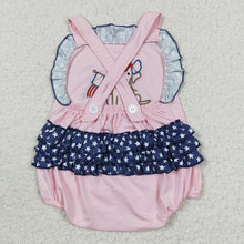 Load image into Gallery viewer, Baby Girls 4th of July Dog Pink Rompers