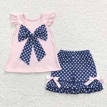 Load image into Gallery viewer, Baby Girls 4th Of July Dog Pink Ruffle Shorts Sets