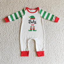 Load image into Gallery viewer, Baby boys Christmas cartoon stripe rompers