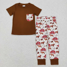Load image into Gallery viewer, Baby Boys Farm Horse Pocket Shirt Pants Clothes Sets