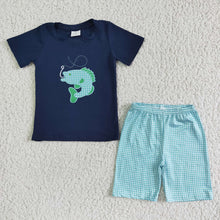 Load image into Gallery viewer, Baby boys fishing embroidered shorts sets