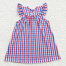 Load image into Gallery viewer, Baby Girls 4th Of July Smocked Gingham Dresses
