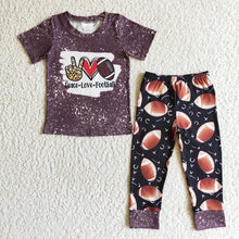 Load image into Gallery viewer, baby boys peace love football pants clothing sets
