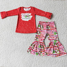 Load image into Gallery viewer, Baby Girls Christmas friends bell pants sets