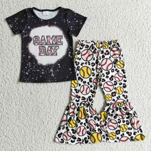 Load image into Gallery viewer, Baby Girls Game day softball bell pants sets