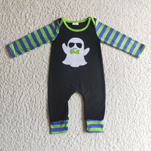 Load image into Gallery viewer, Baby boys Halloween ghost stripe rompers