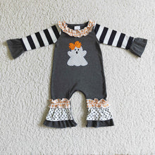 Load image into Gallery viewer, Baby girls Halloween ghost black rompers