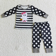 Load image into Gallery viewer, Baby girls halloween ghost pajamas fall clothes sets