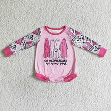 Load image into Gallery viewer, Baby girls pink Halloween ghost rompers