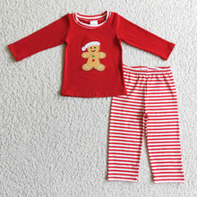 Load image into Gallery viewer, Baby boys Christmas gingerbread red pants sets