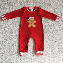 Load image into Gallery viewer, Baby boys Christmas gingerbread red rompers