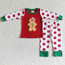 Load image into Gallery viewer, Baby Girls Christmas Gingerbread polka dots legging pants pajamas sets