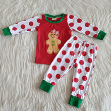 Load image into Gallery viewer, Baby Girls Christmas Gingerbread polka dots legging pants pajamas sets