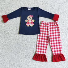 Load image into Gallery viewer, Baby girls gingerbread ruffle pajamas pants sets