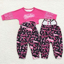 Load image into Gallery viewer, Baby Girls Bar Pink Doll 2pcs Jumpsuits Clothes Sets
