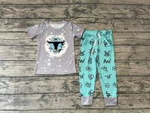 Load image into Gallery viewer, Baby Boys Western Blue Cow Shirt Words Pants Clothes Sets