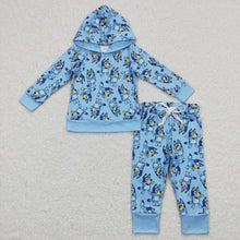 Load image into Gallery viewer, Baby Boys Hooded Blue Dogs Long Sleeve Hooded Tops Pants Clothes Sets