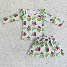 Load image into Gallery viewer, baby girls Christmas cartoon skirt 3pcs sets