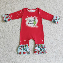 Load image into Gallery viewer, Baby girls Christmas naughty green rompers