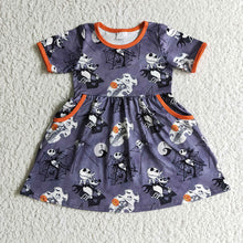 Load image into Gallery viewer, Baby girls Halloween ghost knee length dresses