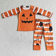 Load image into Gallery viewer, Baby boys halloween face long sleeve pajamas
