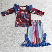 Load image into Gallery viewer, Baby girls Halloween cartoon ruffle pants clothing sets