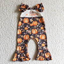 Load image into Gallery viewer, Baby girls hello pumpkin floral rompers
