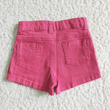 Load image into Gallery viewer, Baby Girls hotpink ruffle denim summer shorts