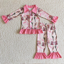 Load image into Gallery viewer, Baby girls Western Howdy Pajamas ruffle pants sets