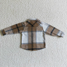 Load image into Gallery viewer, Baby kids brown plaid pocket shirts